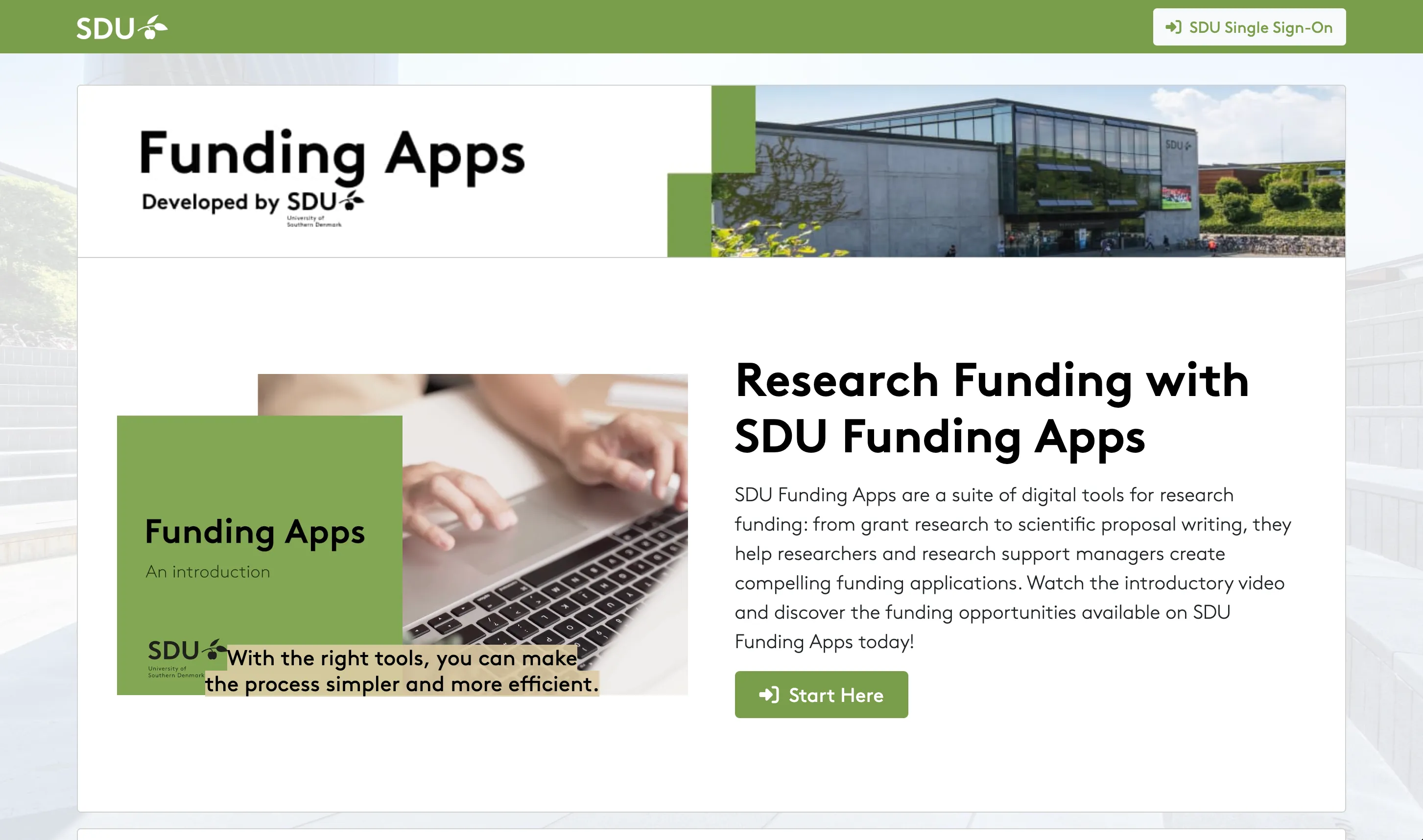 Funding Apps landing page